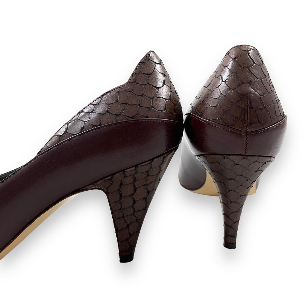 1950's AMALFI Italy brown leather and snakeskin high heel pumps